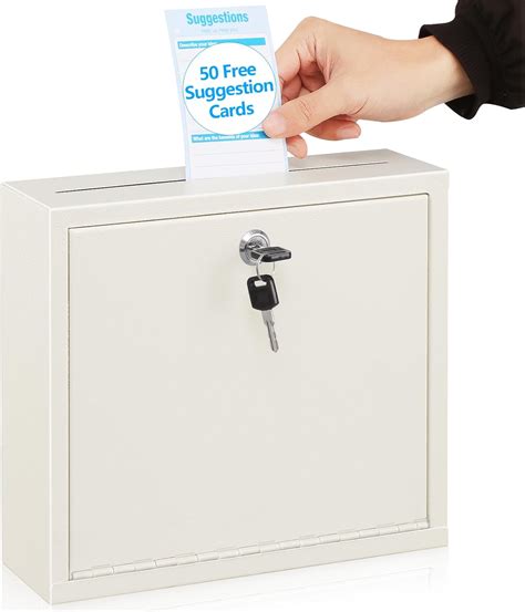 suggestion key box white metal|KYODOLED Suggestion Box with Lock and Slot, Wall .